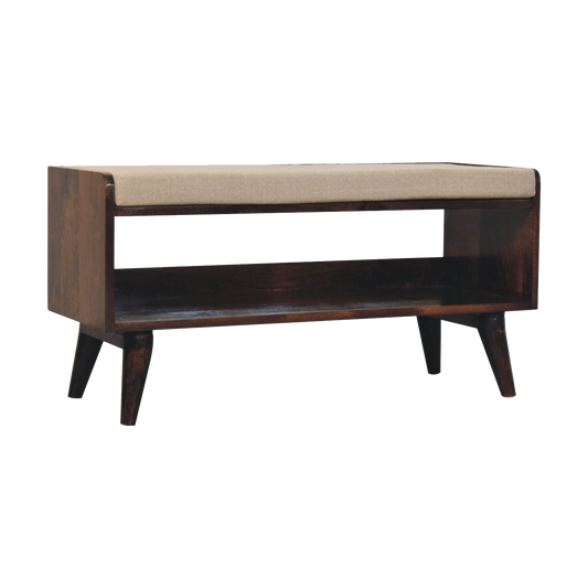 California Walnut bench with mud linen seat pad