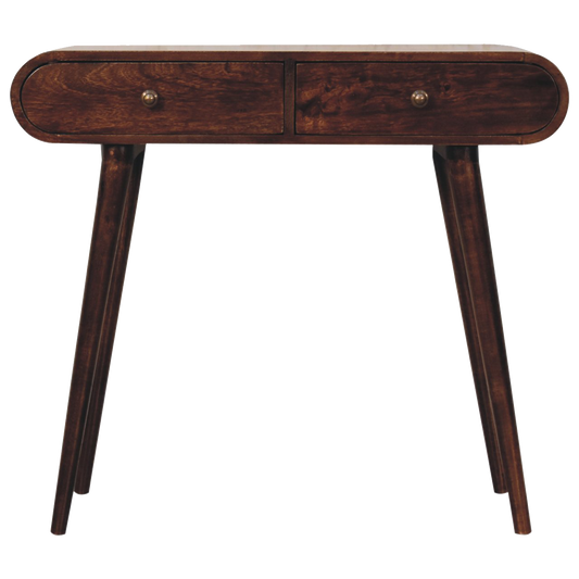 California Walnut Curved Edge Console Table