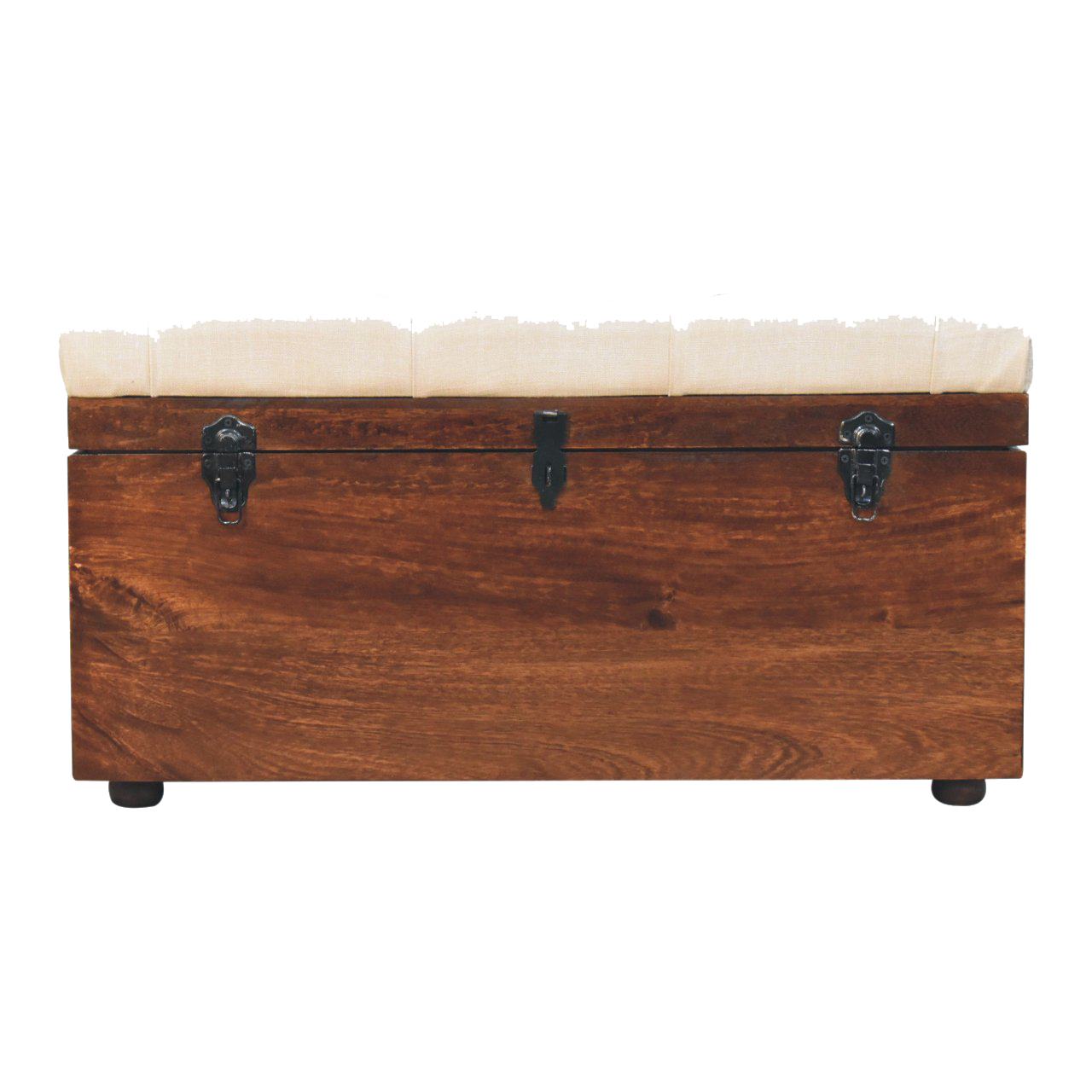 California Walnut White Linen Storage Trunk