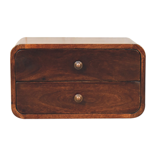 Curved California Walnut Wall Mounted Bedside