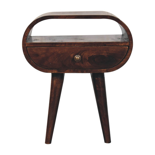 California Walnut Circular Bedside with open area