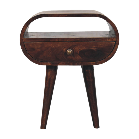 California Walnut Circular Bedside with open area