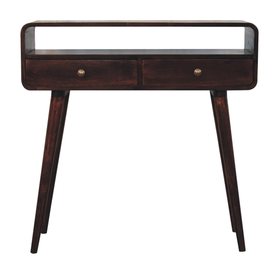 Curved California Walnut Console Table