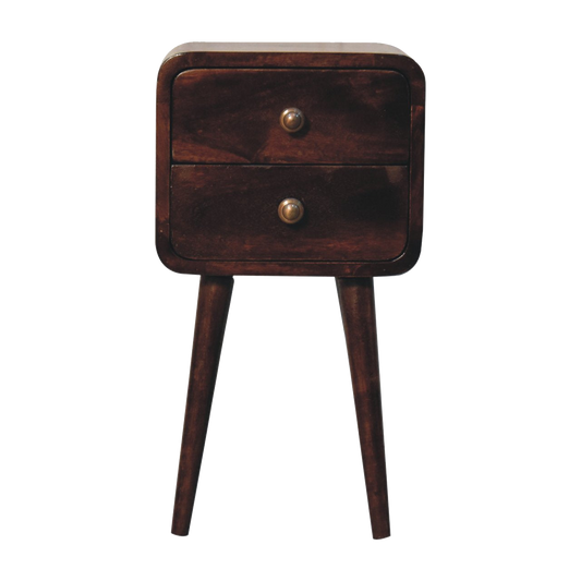 Mini California Walnut Curved Bedside