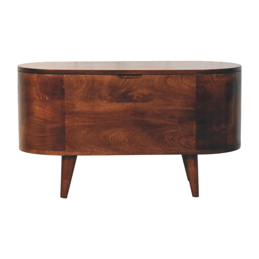 California Walnut Rounded Lid up Blanket Box