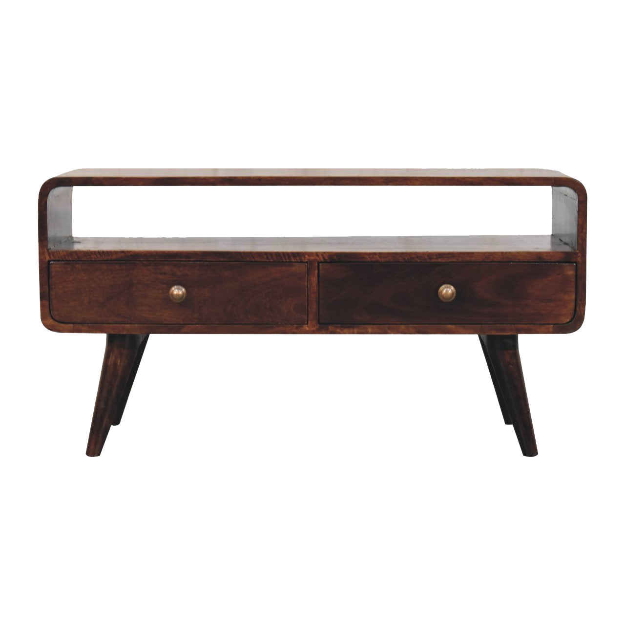 Curved California Walnut Media Unit