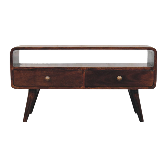 Curved California Walnut Media Unit
