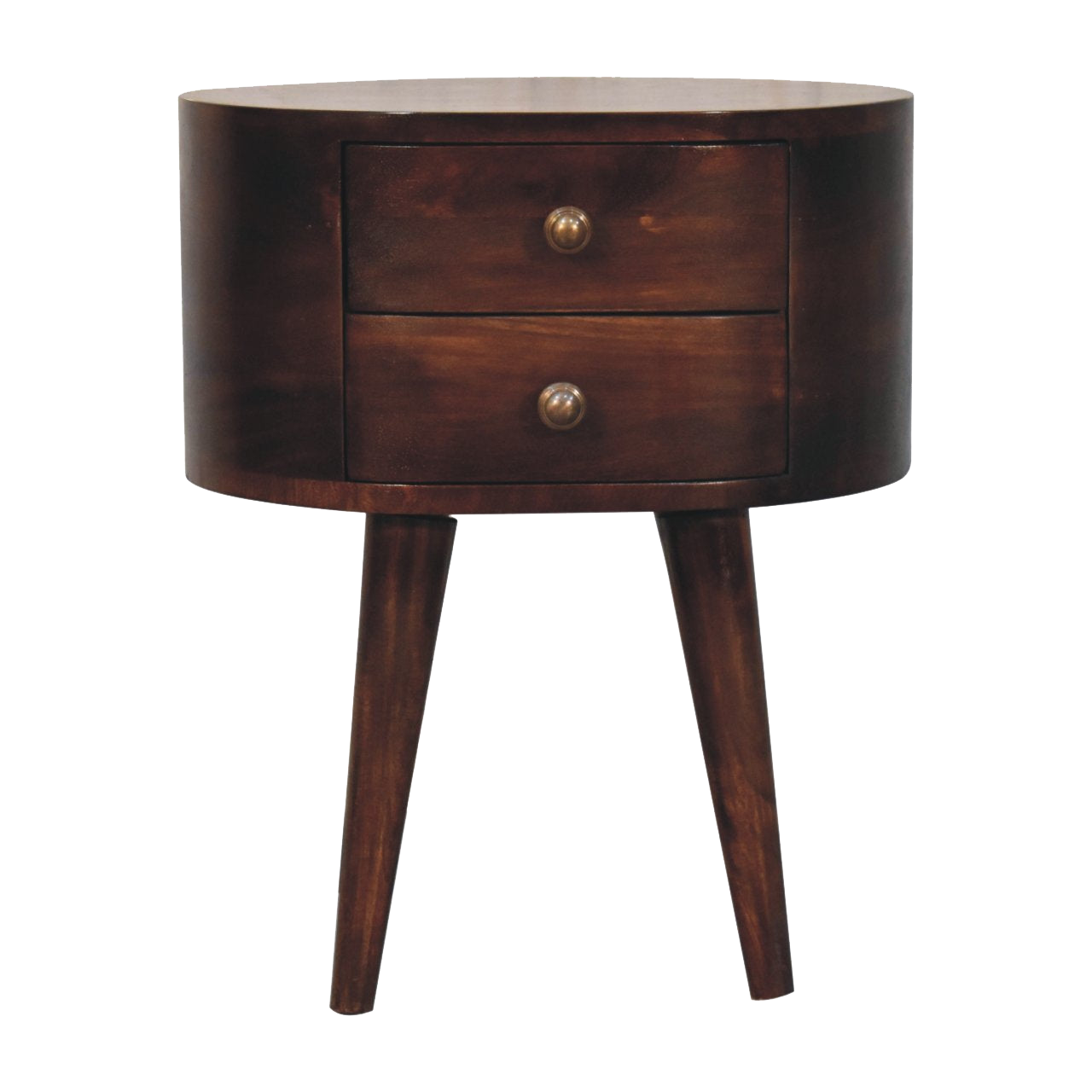California Walnut Rounded Bedside Table