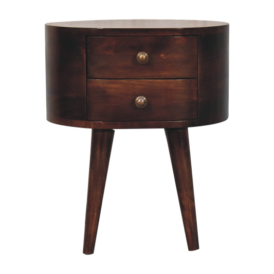 California Walnut Rounded Bedside Table