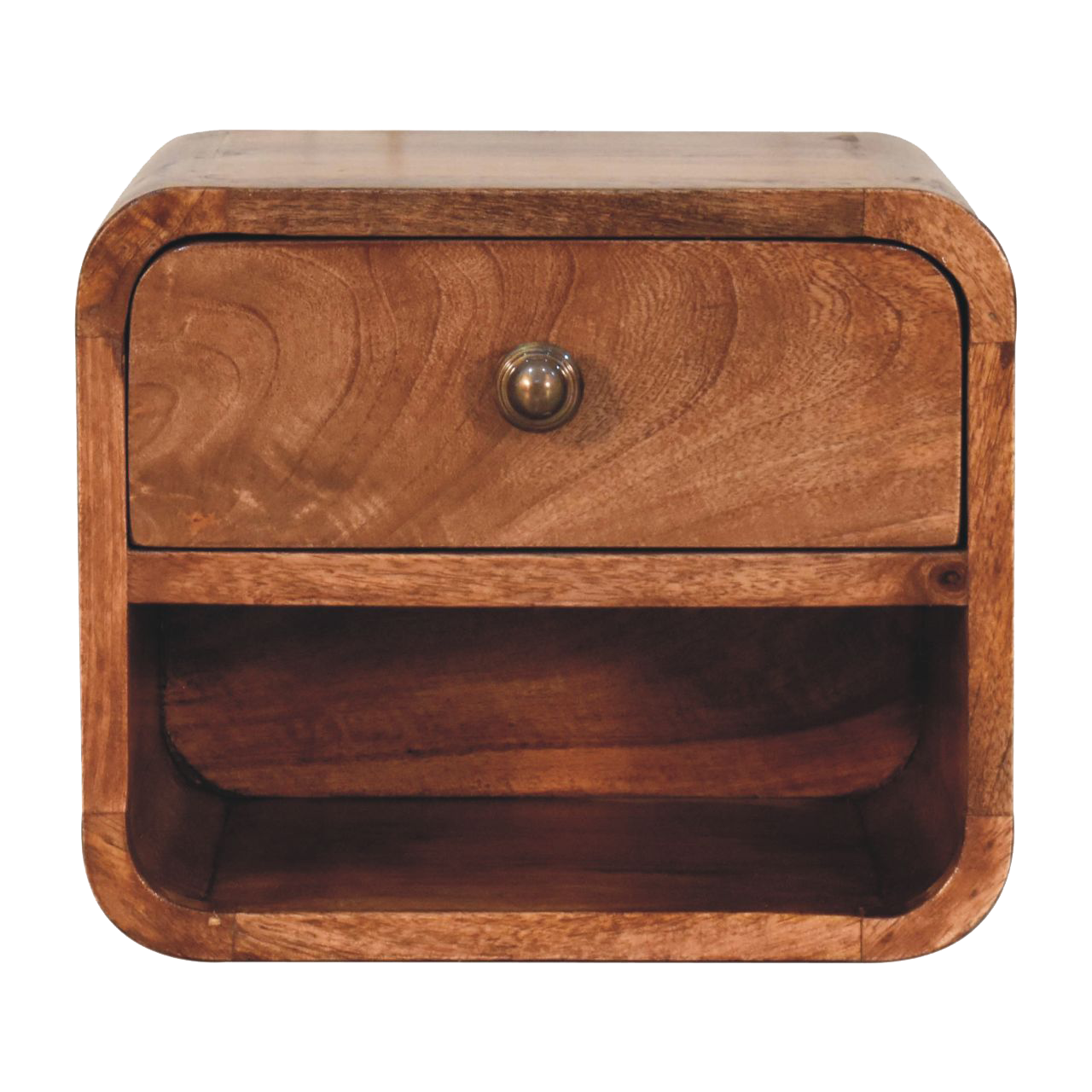 Mini Honey Caramel Wall Mounted Bedside with Open Slot