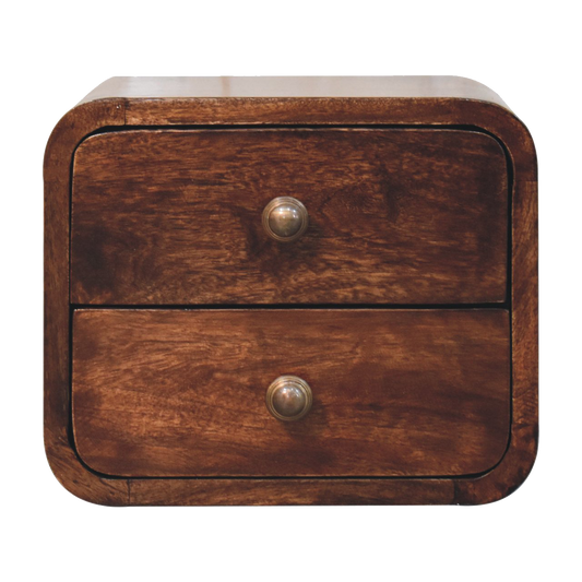 Mini Curved California Walnut Wall Mounted Bedside
