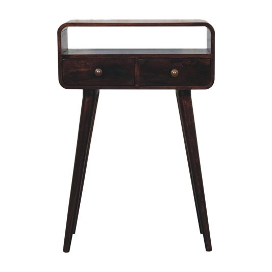 Mini California Walnut Curved Console Table