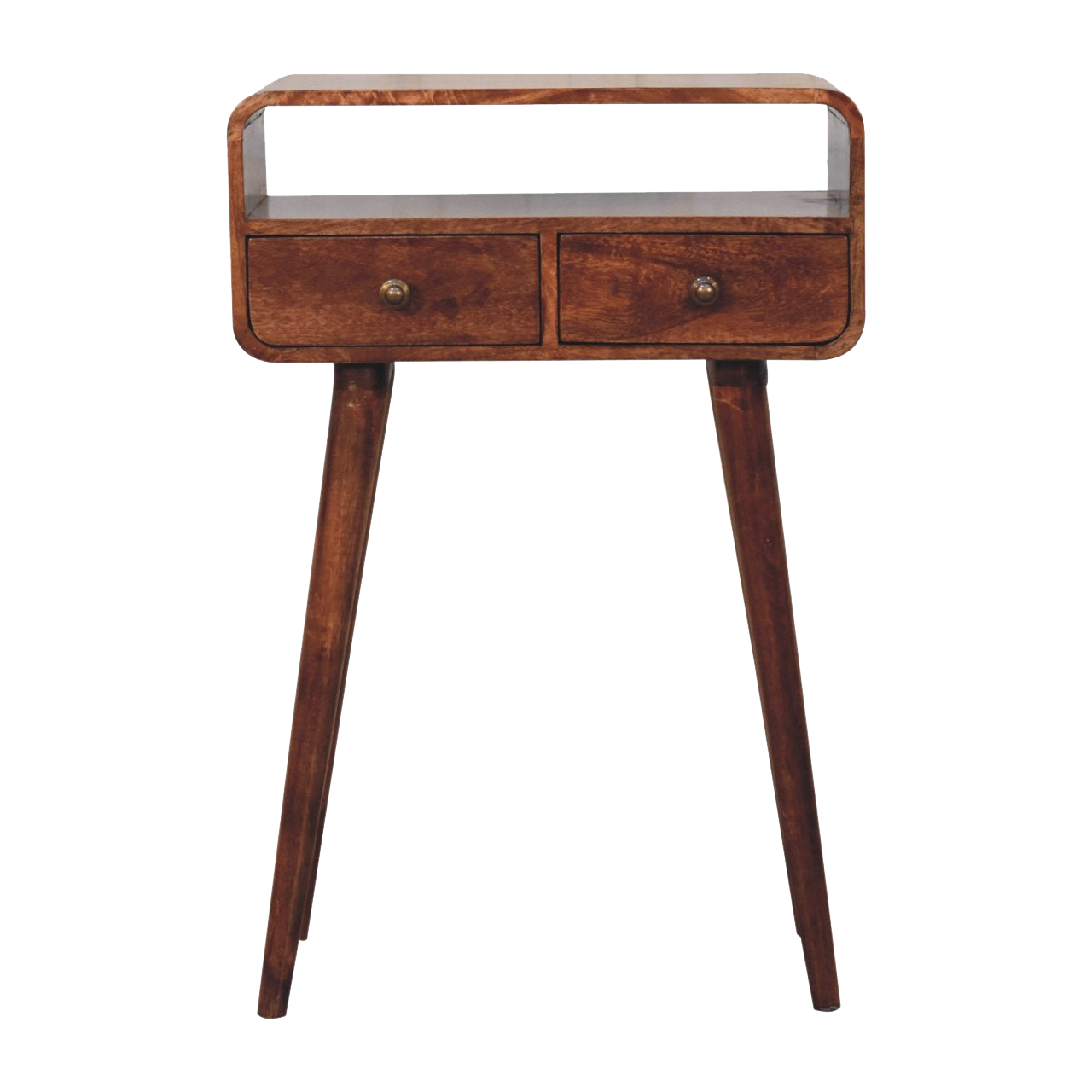 Mini Curved Honey Caramel Console Table