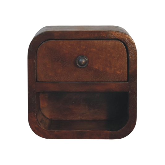 Extra Mini Curved Chestnut Bedside with Open Slot