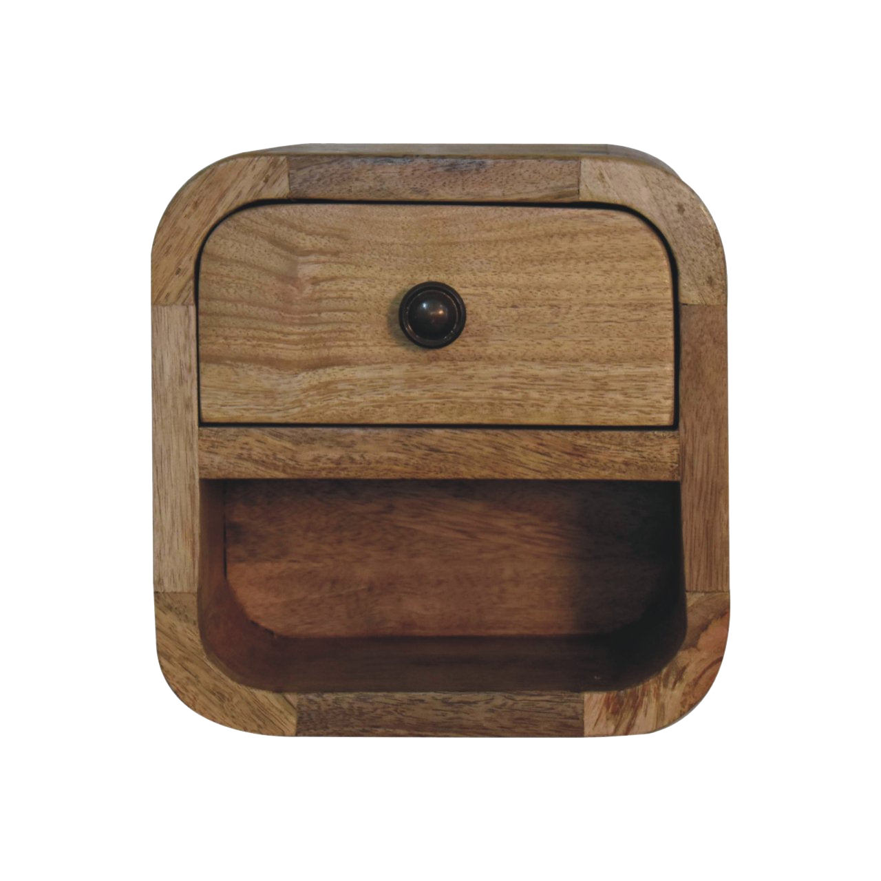 Extra Mini Curved Oak-ish Bedside with Open Slot