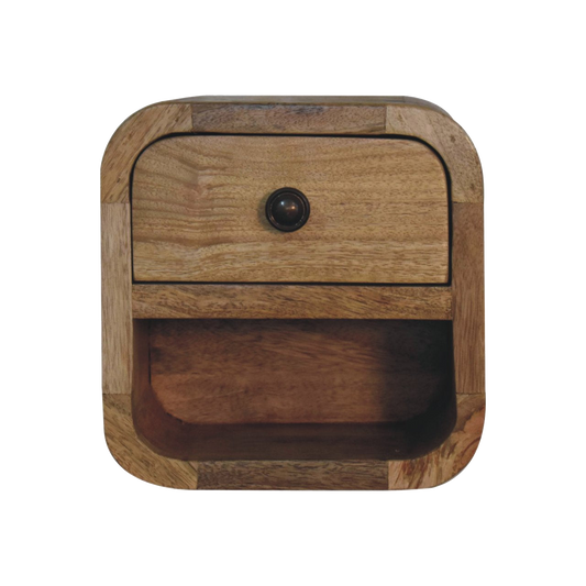 Extra Mini Curved Oak-ish Bedside with Open Slot