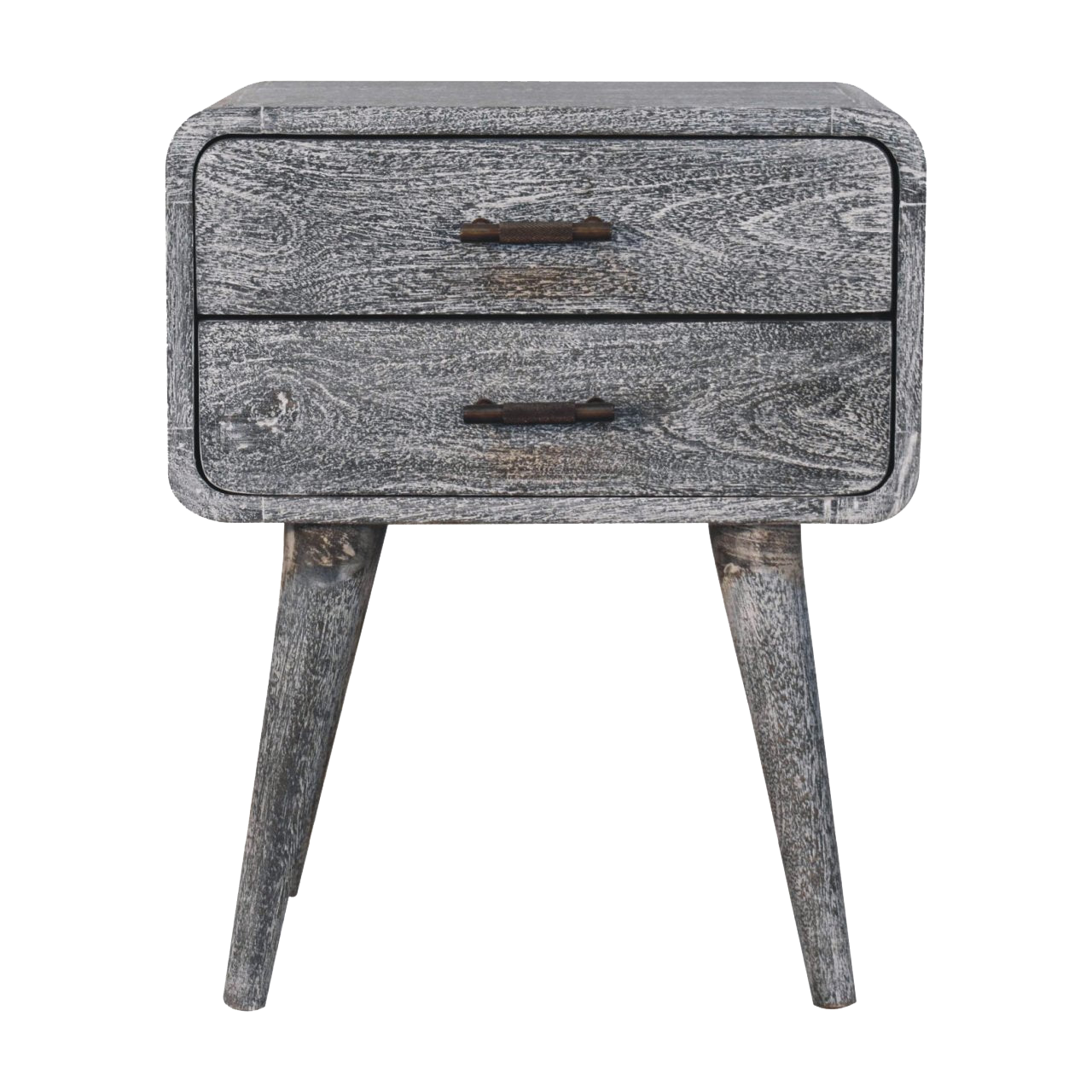 Sandblasted Ash Curved Bedside