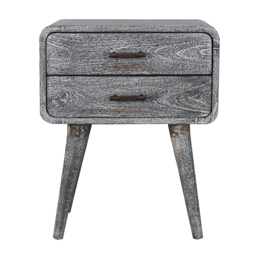 Sandblasted Ash Curved Bedside