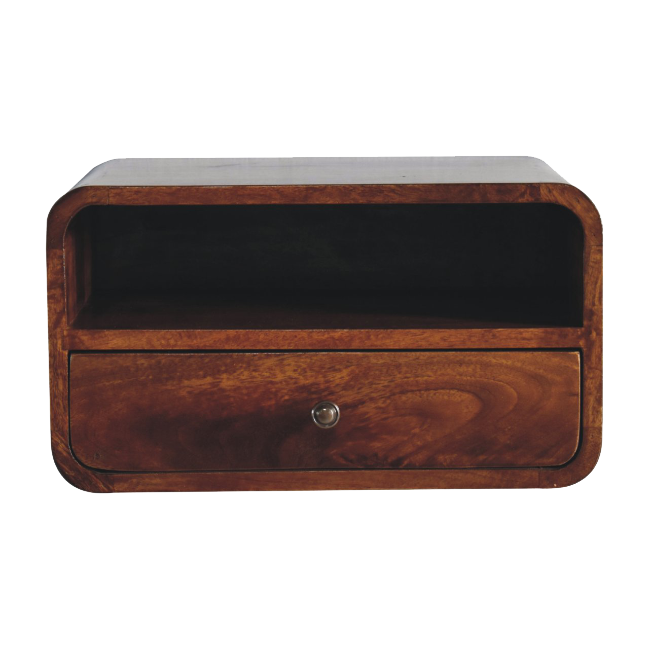 Large Chestnut Curve Upper Slot Floating Bedside