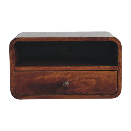 Large Chestnut Curve Upper Slot Floating Bedside