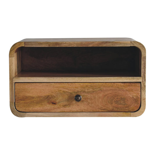 Large Oak-style Curve Upper Slot Floating Bedside