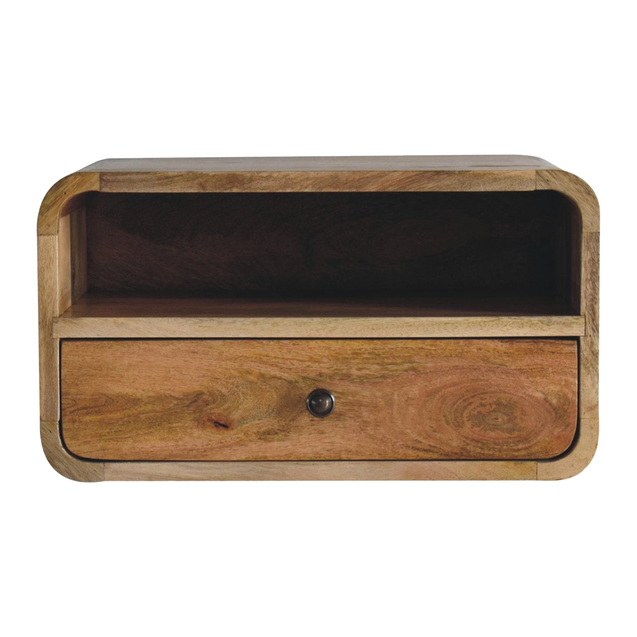 Large Oak-style Curve Upper Slot Floating Bedside