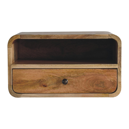 Large Oak-style Curve Upper Slot Floating Bedside