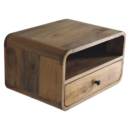 Large Oak-style Curve Upper Slot Floating Bedside