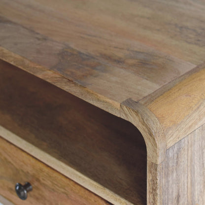 Large Oak-style Curve Upper Slot Floating Bedside