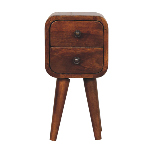 Extra Mini Curved Chestnut Bedside