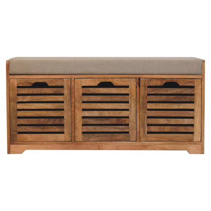 Shutter Oak-Style Shoe Bench