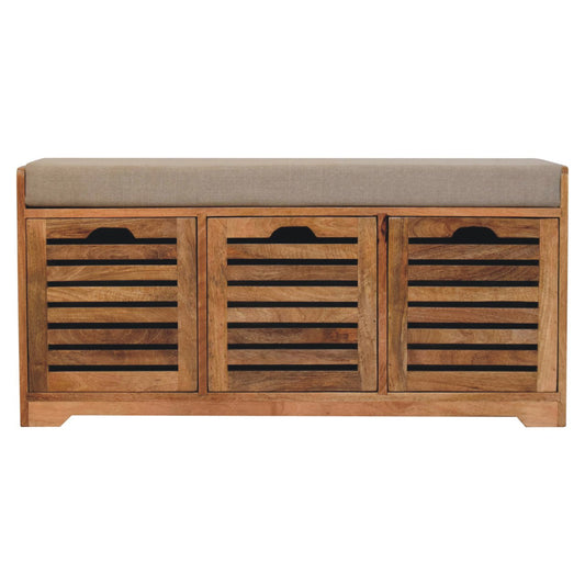 Shutter Oak-Style Shoe Bench