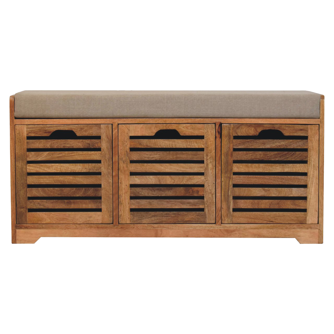 Shutter Oak-Style Shoe Bench
