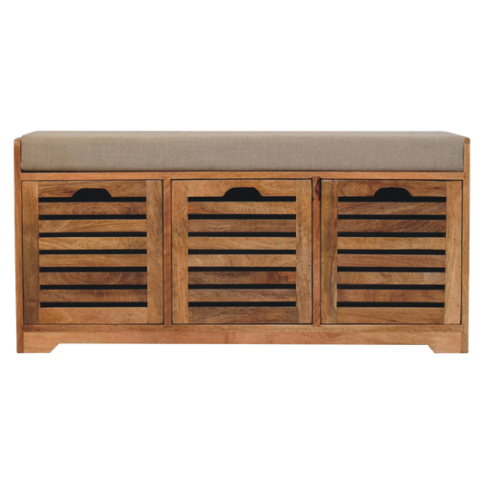 Shutter Oak-Style Shoe Bench