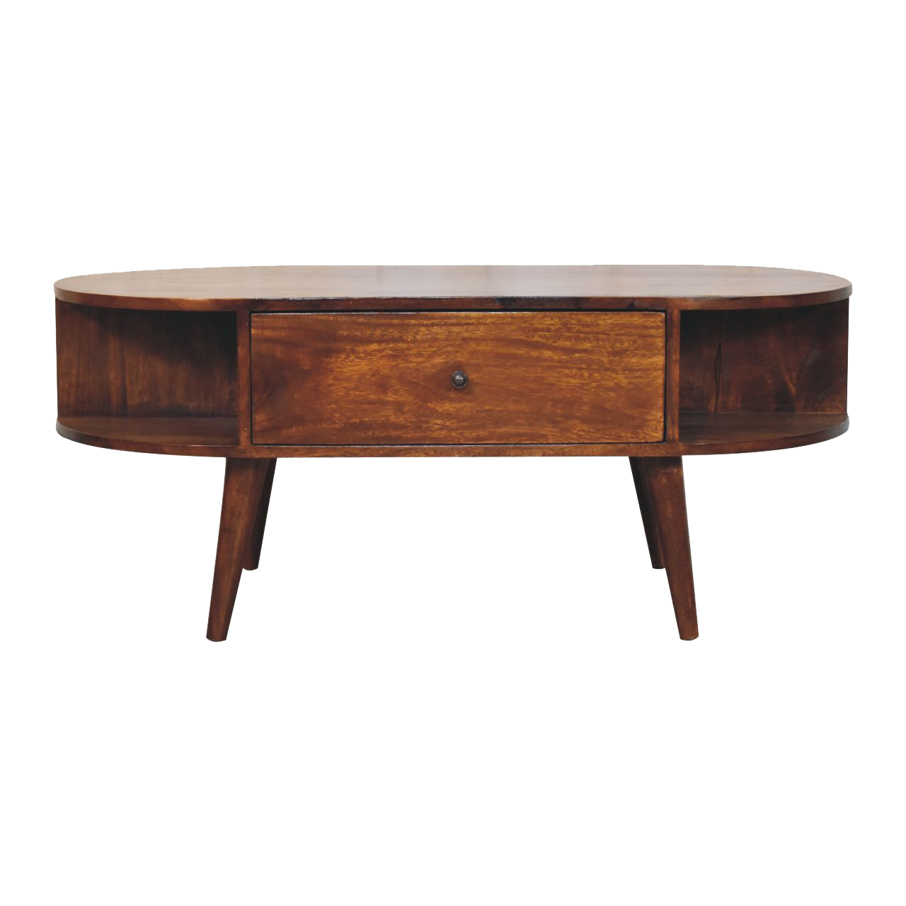 Chestnut Oval Coffee Table with 1 Drawer