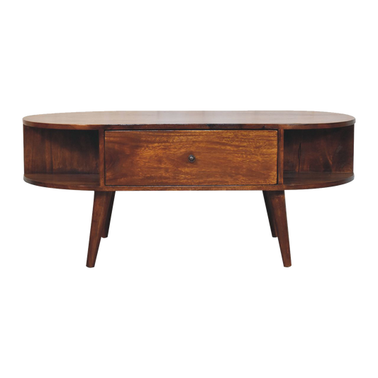 Chestnut Oval Coffee Table with 1 Drawer