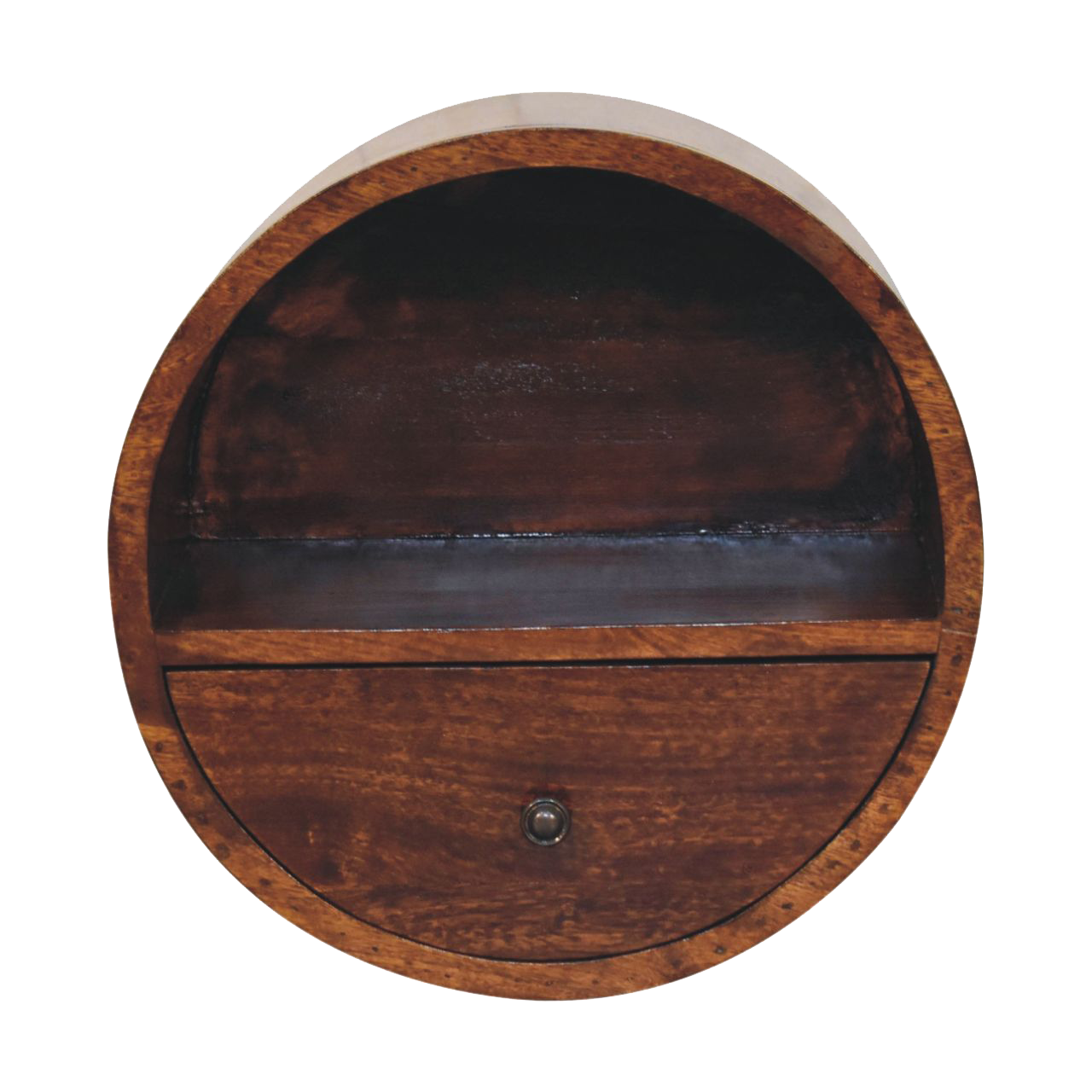 Floating Circle Chestnut Bedside