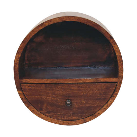 Floating Circle Chestnut Bedside
