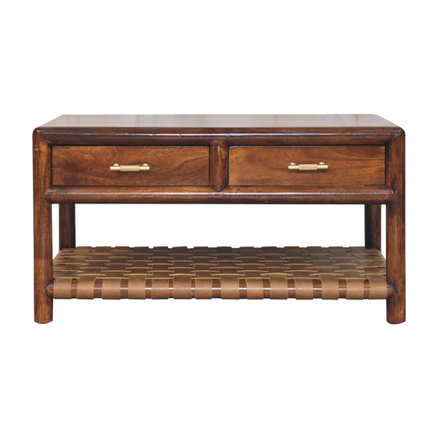 Regency Woven Console Table with 2 drawers