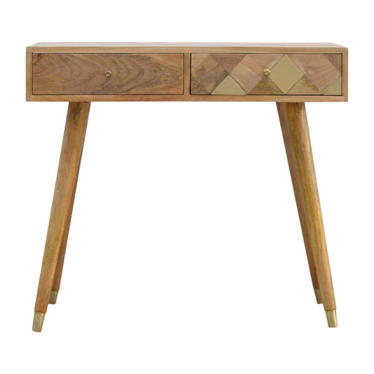 Oak-style Gold Inlay Console Table