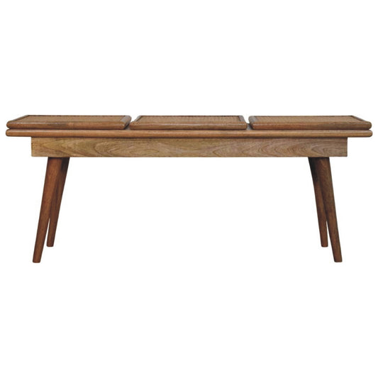 Larissa Triple Accent Oak-style Cane Bench