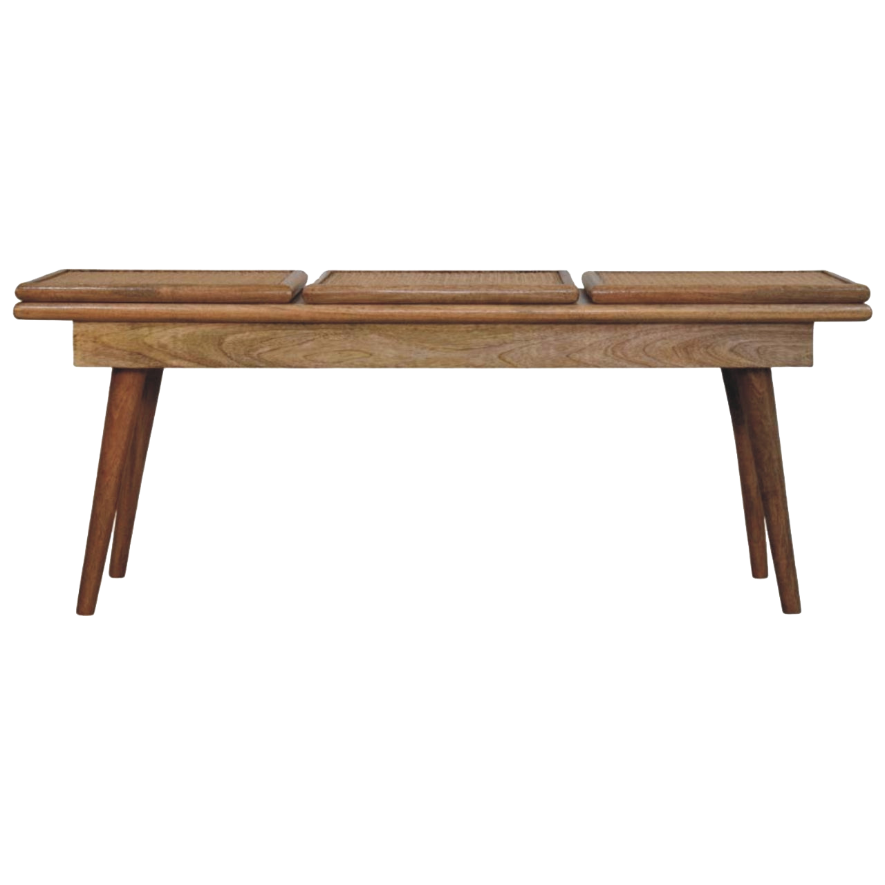 Larissa Triple Accent Oak-style Cane Bench