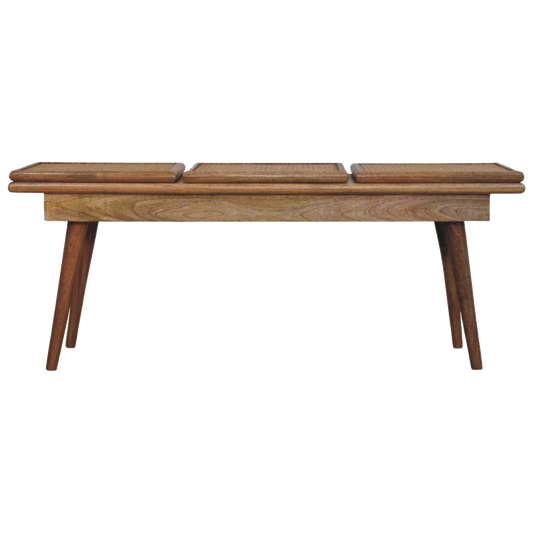 Larissa Triple Accent Oak-style Cane Bench