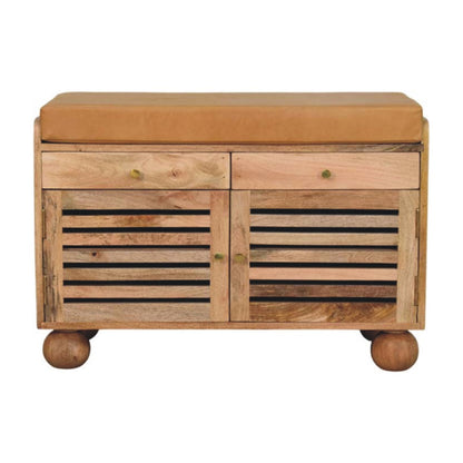 Windsor Shutter Oak-style Shoe Rack with 2 drawers