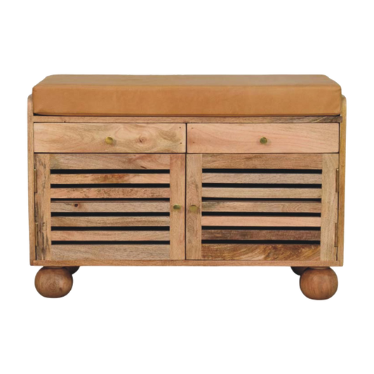 Windsor Shutter Oak-style Shoe Rack with 2 drawers