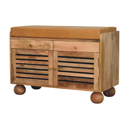 Windsor Shutter Oak-style Shoe Rack with 2 drawers