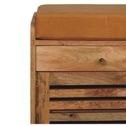 Windsor Shutter Oak-style Shoe Rack with 2 drawers