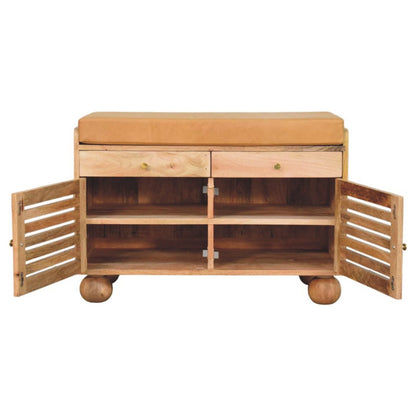 Windsor Shutter Oak-style Shoe Rack with 2 drawers