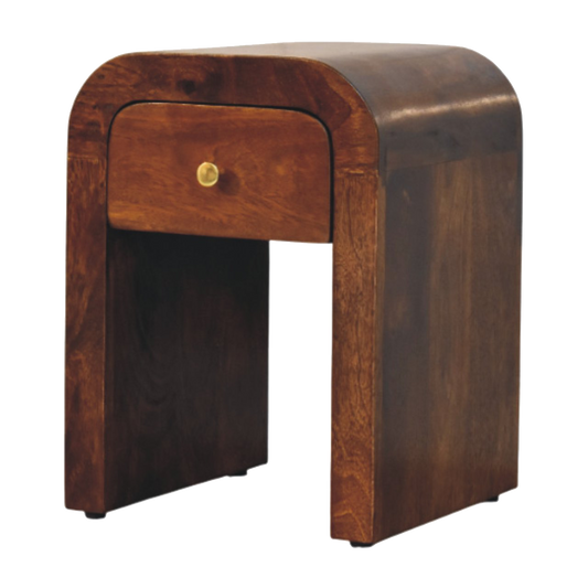 Mini Darcy Chestnut Nightstand with Curved Edges