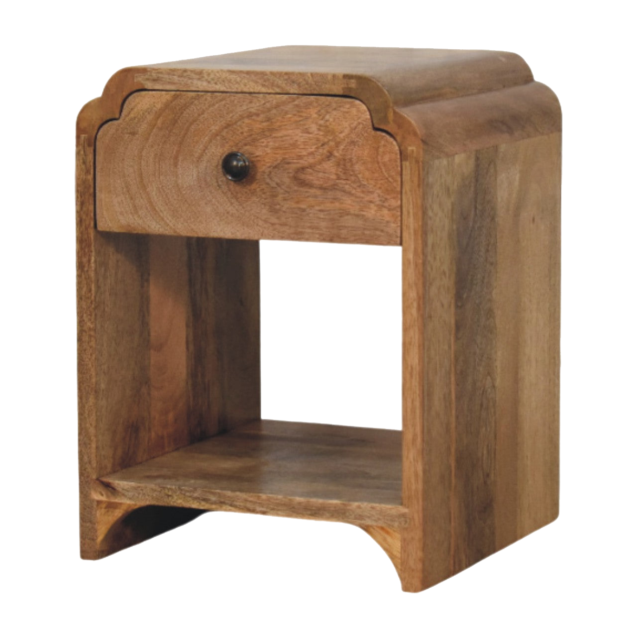 Newton Mini Oak-style Nightstand with a drawer and open shelf